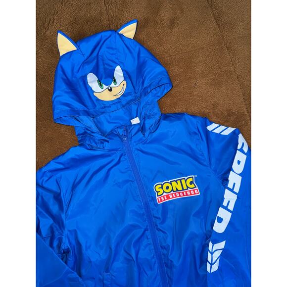 Sonic the Hedgehog Kids Windbreaker Jacket Size 8-10Y H&M Blue Zip-Up - Picture 2 of 8